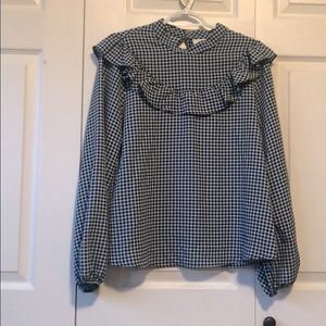 TopShop Plaid Yoke Blouse